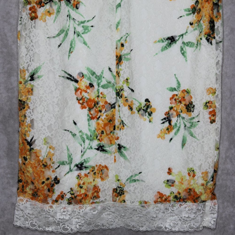 *SOLD* NWT Eva Mendez for NY & Co White Floral Print Lace Trim Dress Size Medium - Picture 10 of 12